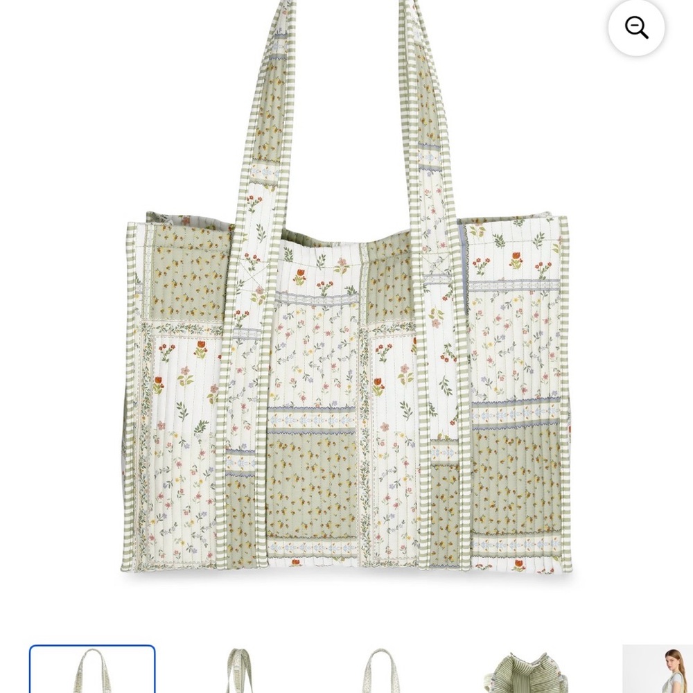 NWT LAST ONE No Boundaries VIRAL Green Patchwork Tote & Cosmetic Pouch Scrunchie